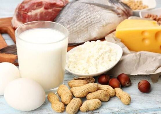 Dairy products, fish, meat, nuts and eggs - a diet of protein diet