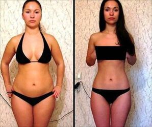 Girl before and after following 5 day watermelon diet